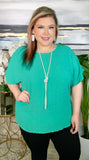 Green textured chiffon top