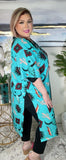 Turquoise Western print duster