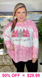 Pink Merry Christmas Tree long sleeve