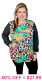 Leopard, Turquoise, Serape long sleeve top