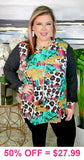 Leopard, Turquoise, Serape long sleeve top