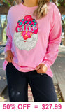 Pink Merry Santa long sleeve top