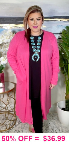 Pink duster cardigan