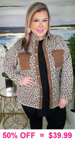 2X/3X : Leopard Denim Shacket