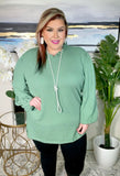 Sage textured v-neck blouse