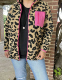 Leopard Shacket with pink pocket