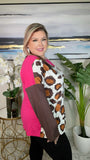 Pink, Big Spot Leopard, Brown long sleeve top