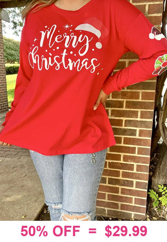 Merry Christmas sequin patch long sleeves