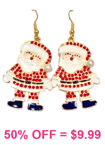 Red Bling santa earrings