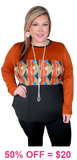 Rust, Tribal, color block top