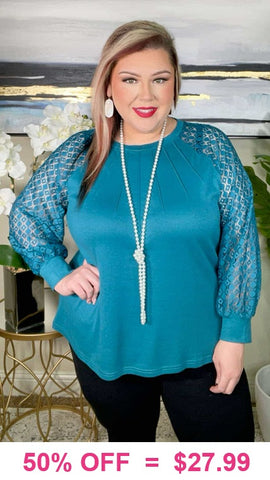 Teal top lace sleeves