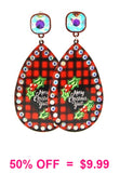 Red Plaid Merry Christmas y'all earrings