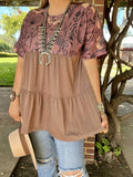 Brown floral baby doll top