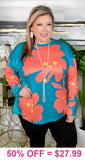 Teal & Coral floral long sleeve