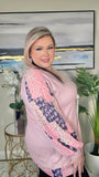 Light Pink waffle knit tunic floral trim