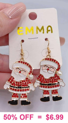 OFF..Red Bling santa earrings