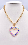 Bling Heart pendant gold chain necklace