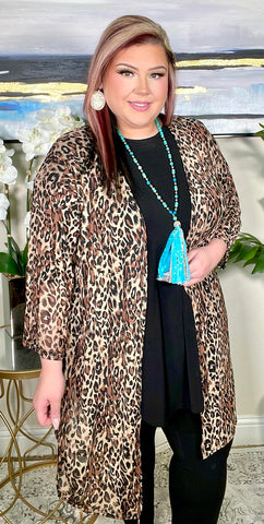 Leopard Sheer kimono cardigan