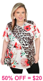 Leopard & Cream Floral flutter top