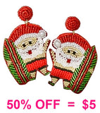 Surfing Santa beaded earrings