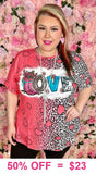 'LOVE' Pink & Leopard top