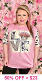 'LOVE' Pink Cow top