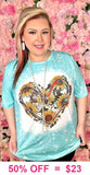 Turquoise Top with Sunflower & Cow Heart