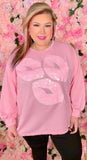 Pink Lip Sequin oversized sweatshirt