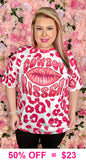 'Cowboy Kisser' pink leopard top