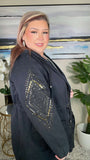 3X : Black jacket black beaded detail sleeves