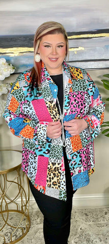 3x/4x : Colorful leopard blouse (NWT)