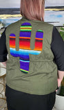 3X : Green Vest with serape cactus on back