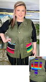 3X : Green Vest with serape cactus on back