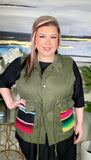 3X : Green Vest with serape cactus on back