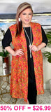 Orange, Pink, Lime paisley long vest