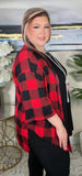 3X : Red plaid cardigan