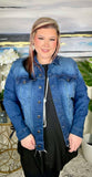 Plus Size : denim jacket lace up sleeves