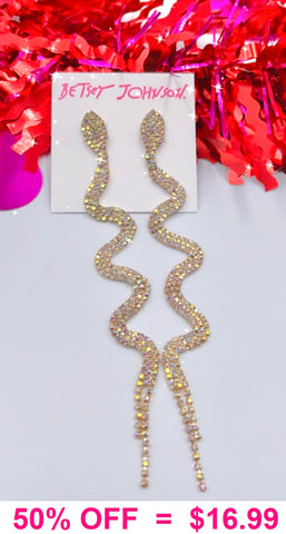 Betsy Johnson Bling snake earrings