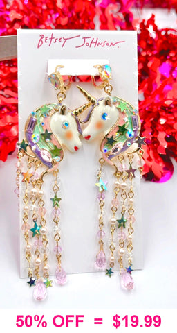 Betsy Johnson Bling Unicorn earrings