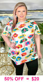 Colorful Leopard top with flutter sleeves