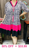 Leopard Dress with pink & black trim