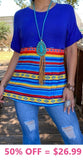 Blue Top with Serape Stripes