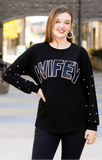 Wifey black long sleeve with pearl details