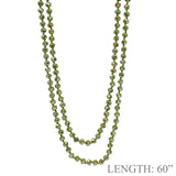 Olive Green Crystal Long Beaded 60" Layering Necklace