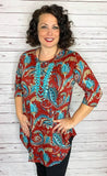 large : Maroon Turquoise paisley Scoop tunic