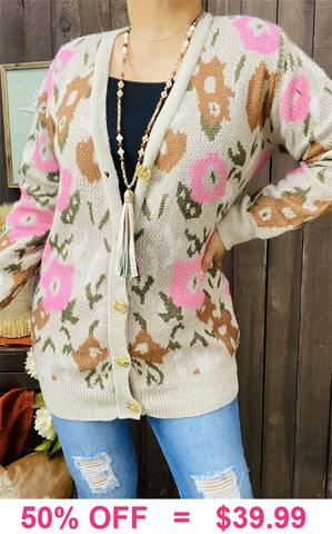 Flower button up Sweater Cardigan