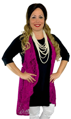 Magenta Lace Long Vest