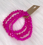 Fuchsia Crystal Stretch Bracelets - 3 piece set