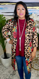 Brown Leopard, Red Floral, Cardigan