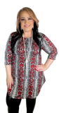 M, L, 2X, 3X  Grey & Red Snake SCOOP Tunic